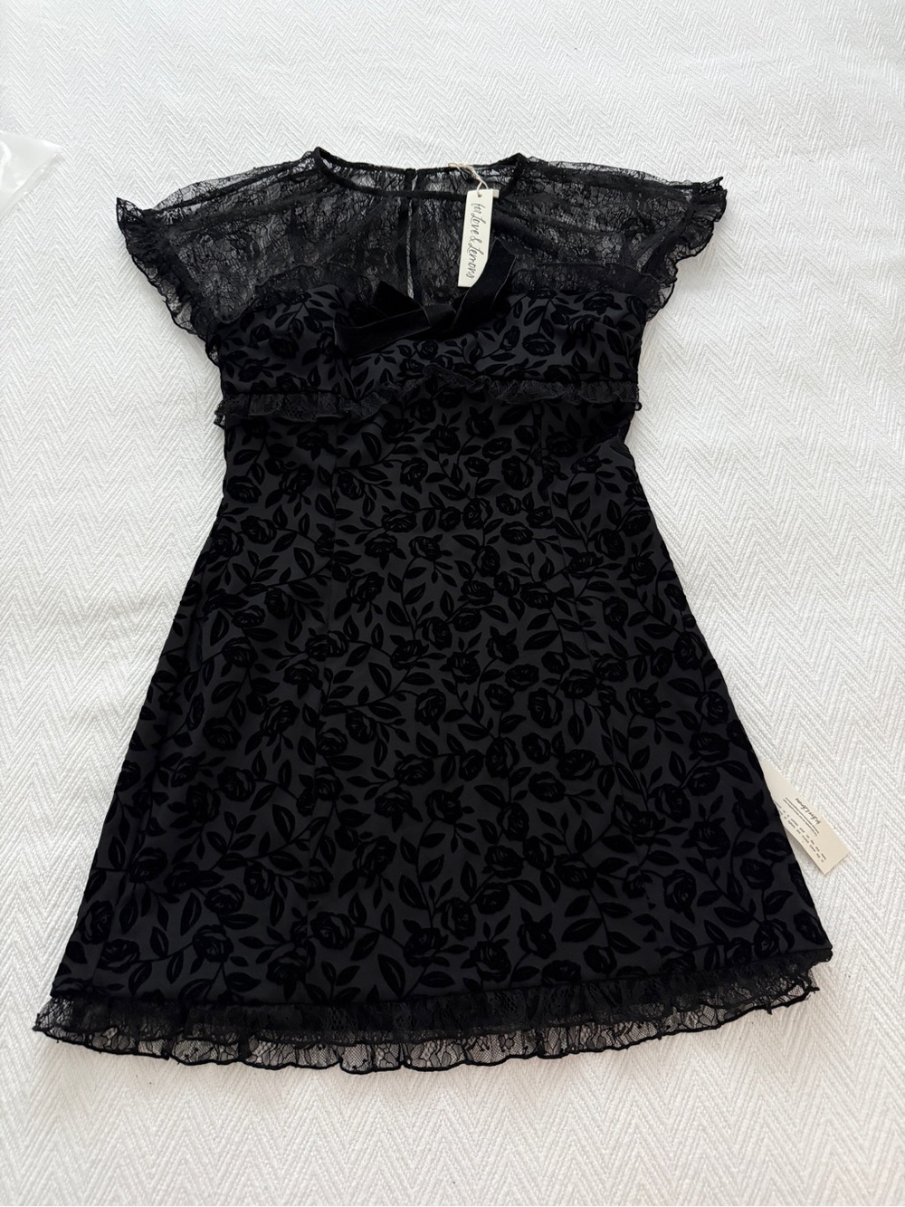 For Love & Lemons Black Floral Burnout Lace Top